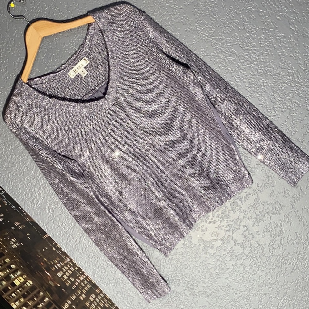 M - DECREE - sequin silver sheer backed sweater